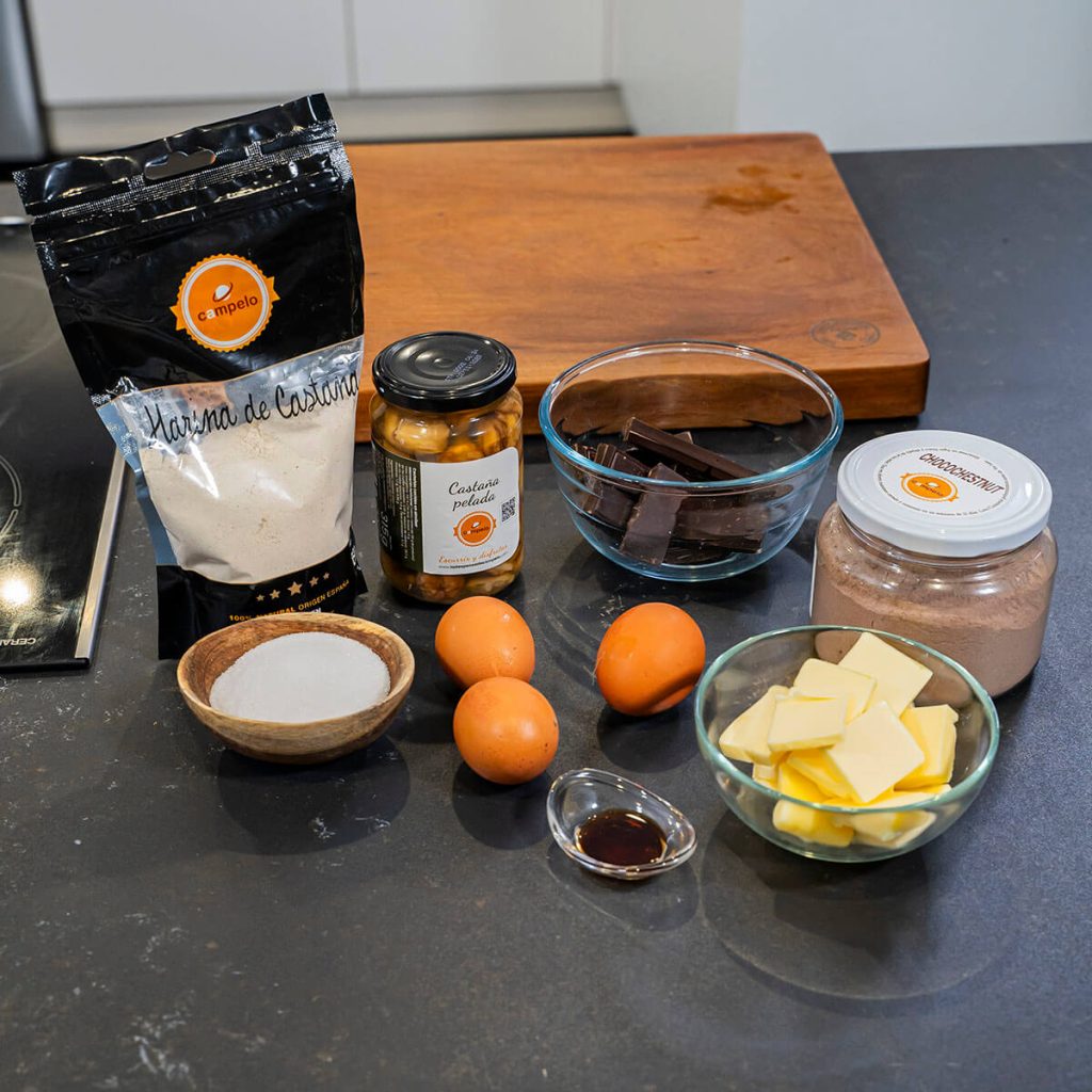 1. Brownie de castanas - ingredientes
