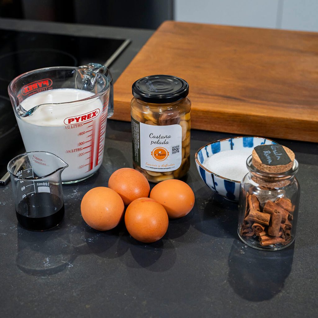 1. Flan de castanas - ingredientes