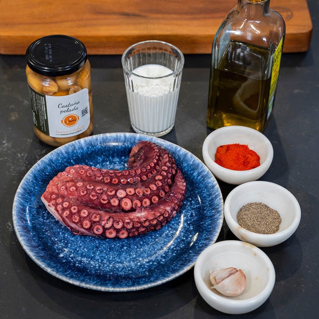 1. Pulpo con crema de castanas - ingredientes